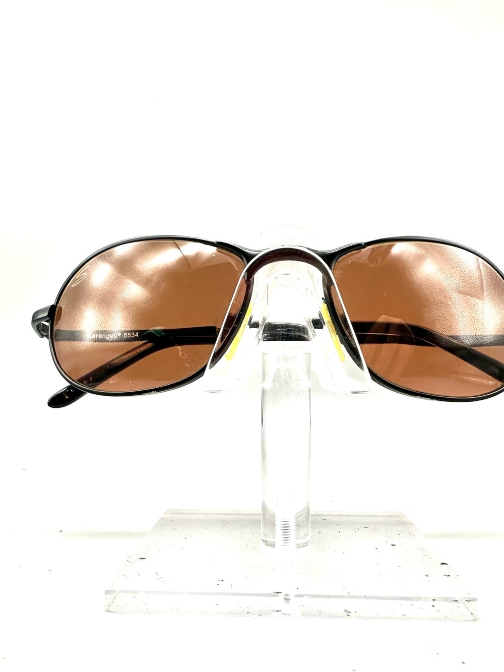 Serengeti 6534 Sunglasses Mens Matte Black Metal Frame Brown Glass Lens Aviator